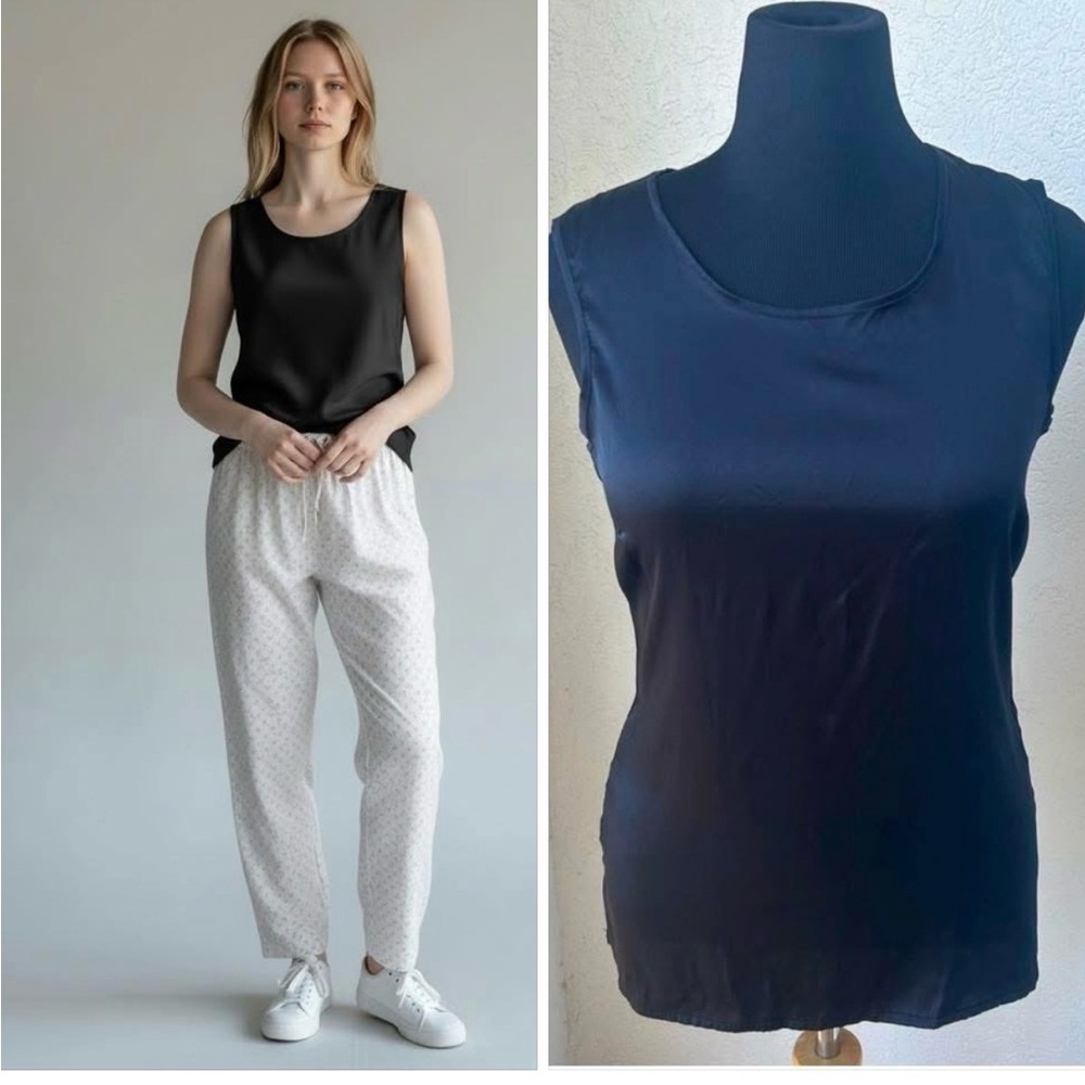 Italian intimissimi black silk/modal top  M/ L NWOT